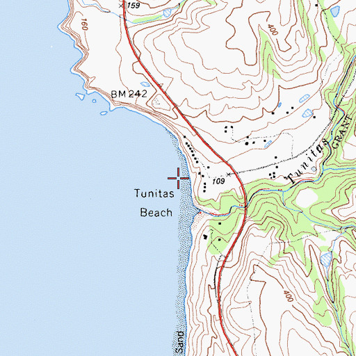 Topographic Map of Gordons Landing (historical), CA