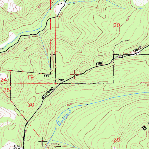 Topographic Map of Jackson Flats Trail, CA