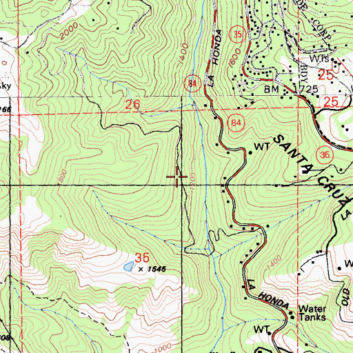 Topographic Map of La Honda Creek Open Space Preserve, CA