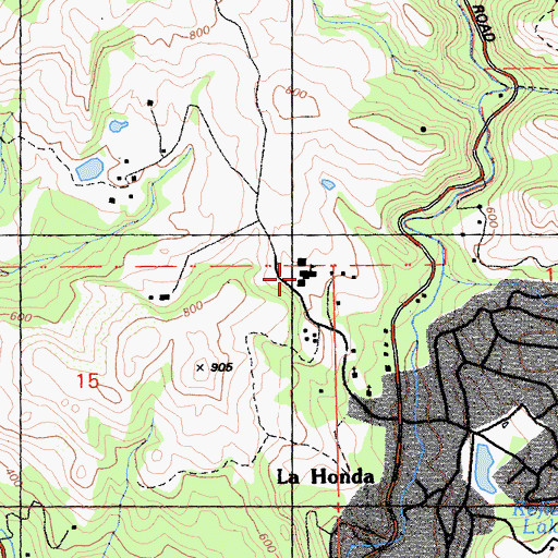 Topographic Map of La Honda Elementary School, CA