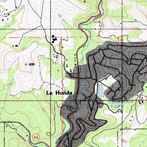 Topographic Map of La Honda Store State Historic Landmark, CA