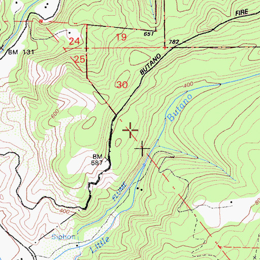 Topographic Map of Mill Ox Trail, CA