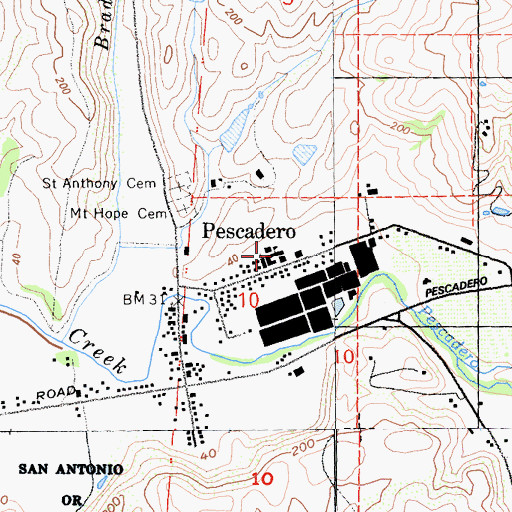 Topographic Map of Pescadero Elementary School, CA
