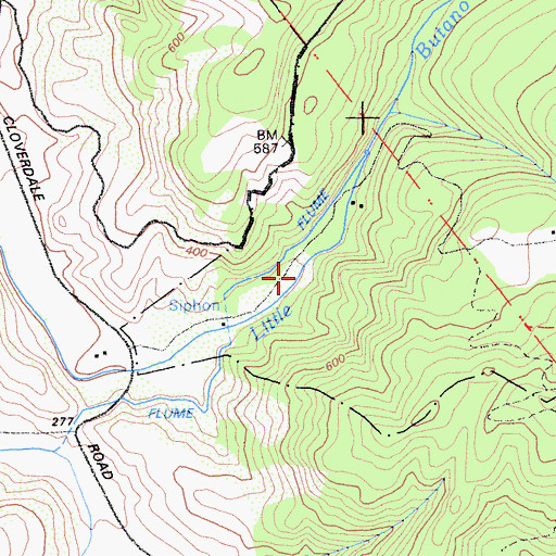 Topographic Map of Six Bridge Trail Picnic Area, CA