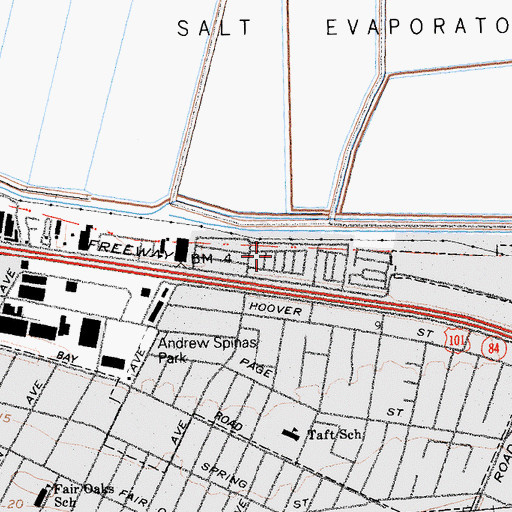 Topographic Map of Trailer Villa Mobile Home Park, CA