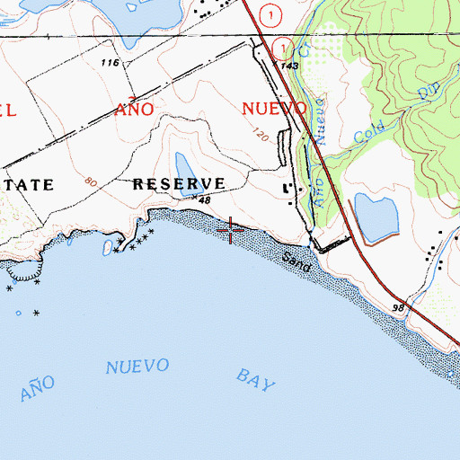Topographic Map of Cove Beach, CA