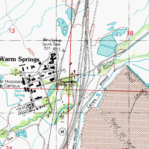 Topographic Map of Warm Springs, MT