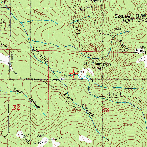 Topographic Map of Champion Post Office (historical), MT