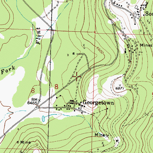 Topographic Map of Pyrenees Post Office (historical), MT