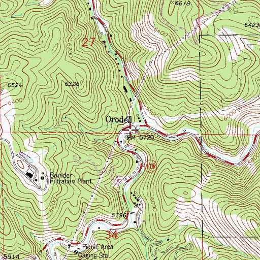 Topographic Map of Orodell, CO