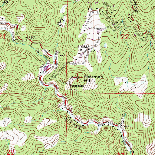 Topographic Map of Poorman Hill, CO