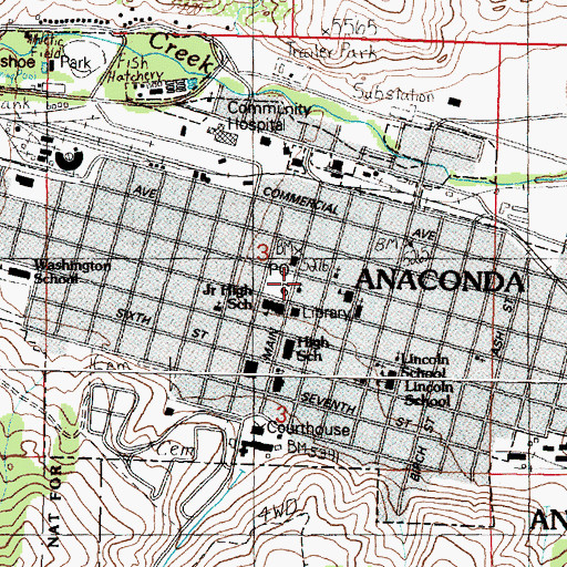 Topographic Map of Washoe Theater, MT