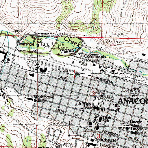 Topographic Map of Anaconda Fire Department, MT