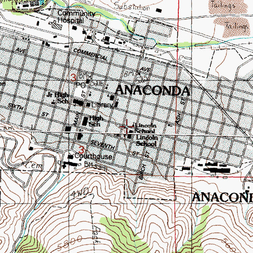 Topographic Map of Foursquare Gospel Church, MT