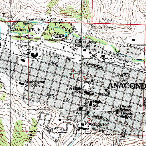 Topographic Map of Big Sky RV Park, MT
