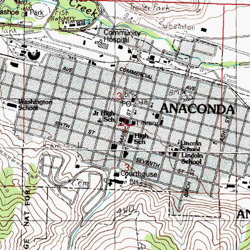Topographic Map of Hearst Free Library, MT