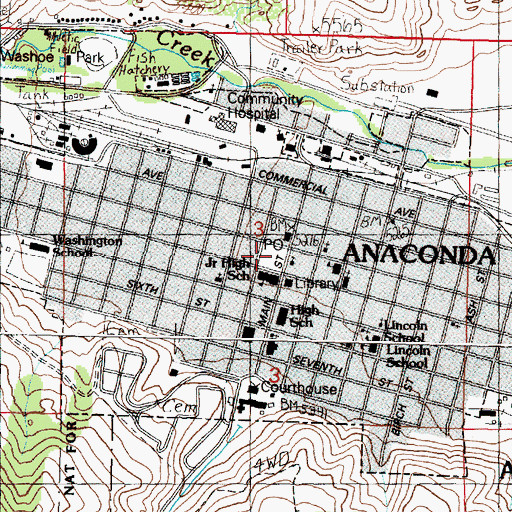 Topographic Map of Kennedy Commons, MT