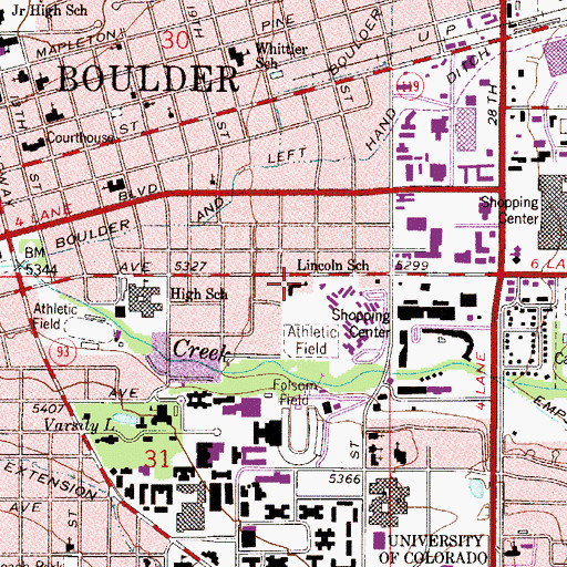 Topographic Map of Naropa University - Arapahoe Campus, CO