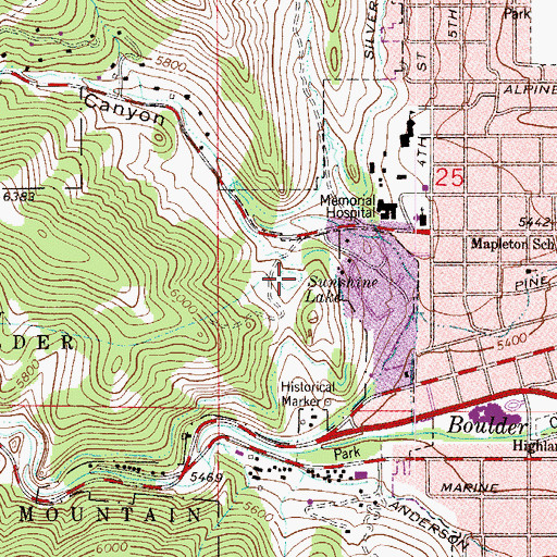 Topographic Map of Sunshine Lake, CO