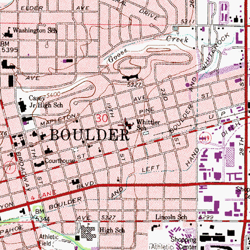 Topographic Map of Whittier International Elementary School, CO