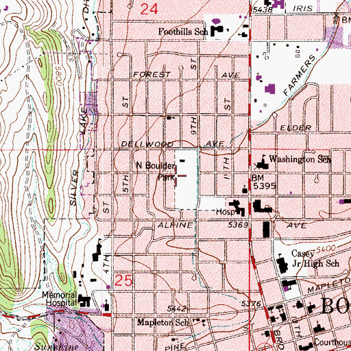 Topographic Map of North Boulder Park, CO