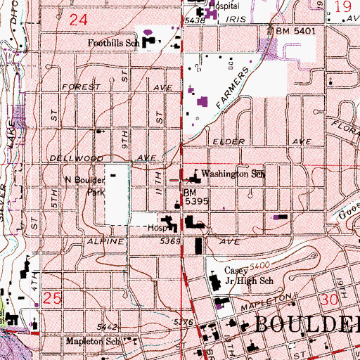 Topographic Map of Washington Bilingual Elementary School, CO