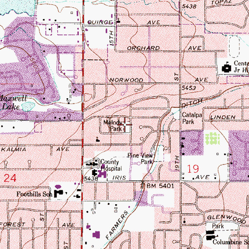Topographic Map of Melody Park, CO