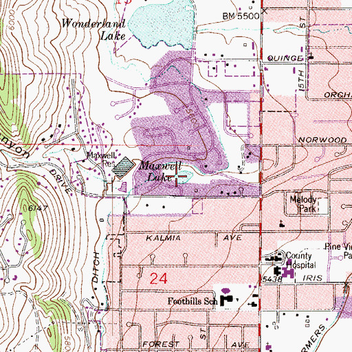 Topographic Map of Maxwell Lake, CO