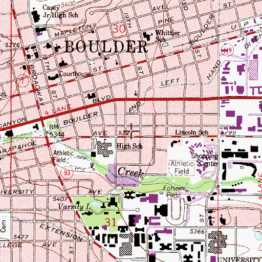 Topographic Map of Boulder, CO