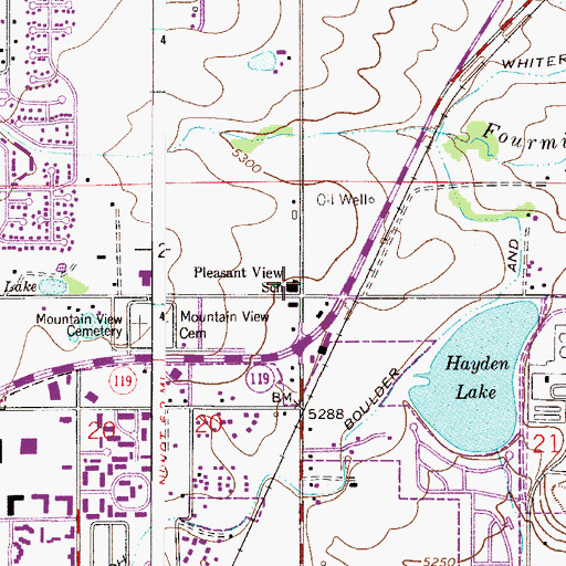 Topographic Map of Pleasant View School (historical), CO