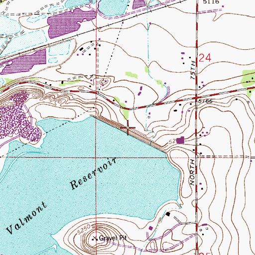 Topographic Map of Valmont Reservoir, CO
