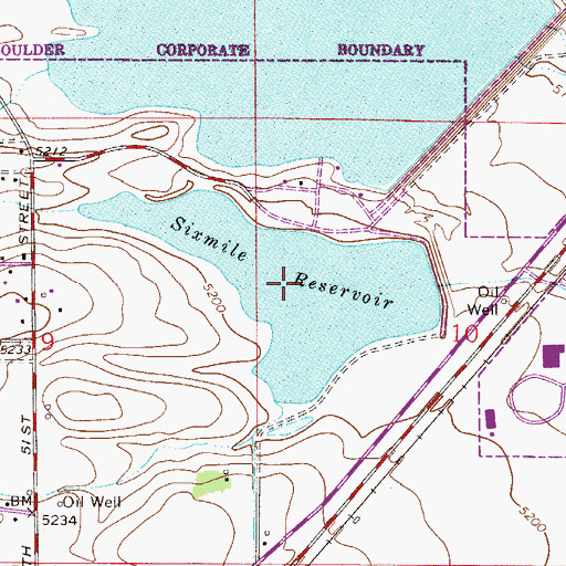 Topographic Map of Sixmile Reservoir, CO