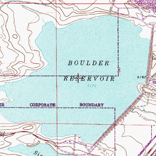 Topographic Map of Boulder Reservoir, CO