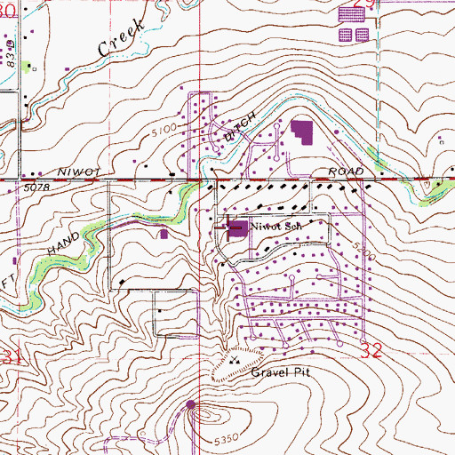 Topographic Map of Niwot Elementary School, CO