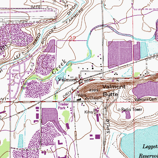 Topographic Map of Valmont, CO
