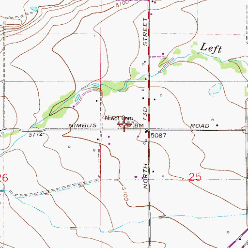 Topographic Map of Niwot Cemetery, CO