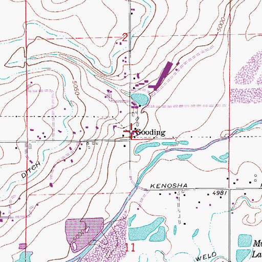 Topographic Map of Gooding, CO