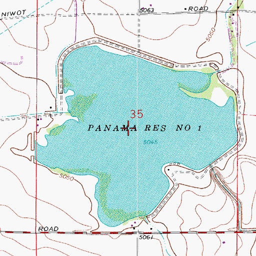 Topographic Map of Panama Reservoir Number 1, CO