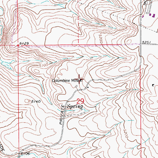 Topographic Map of Columbine Mine, CO