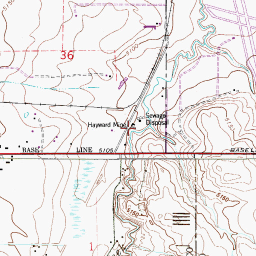 Topographic Map of Hayward Mine, CO
