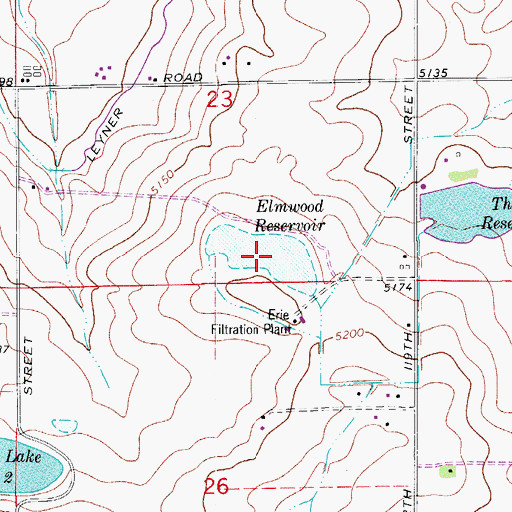 Topographic Map of Elmwood Reservoir, CO