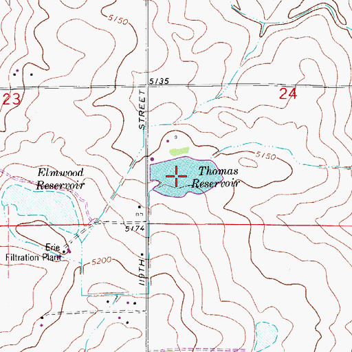 Topographic Map of Thomas Reservoir, CO
