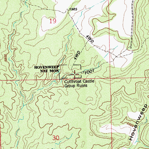 Topographic Map of Cutthroat Castle Group Ruins, CO