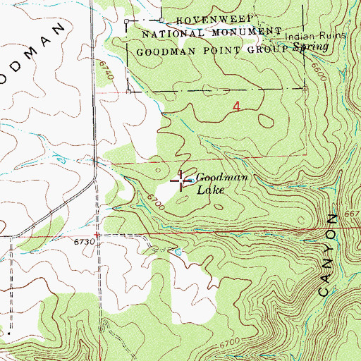 Topographic Map of Goodman Lake, CO