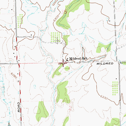 Topographic Map of Mildred School, CO