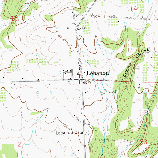 Topographic Map of Lebanon, CO
