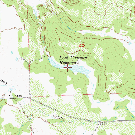 Topographic Map of Lost Canyon Reservoir, CO