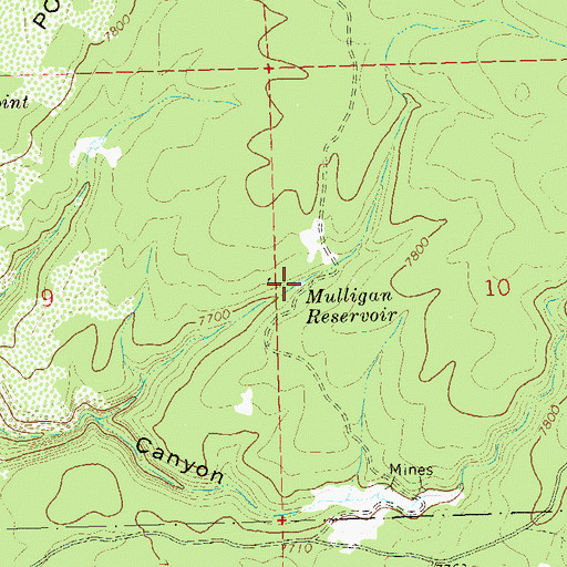 Topographic Map of Mulligan Reservoir, CO