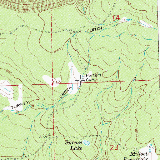 Topographic Map of Porters Camp, CO