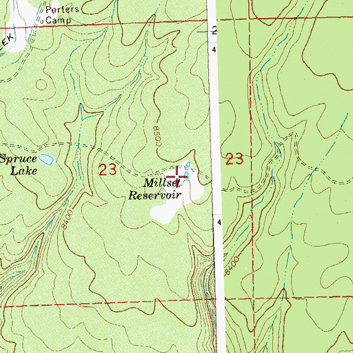 Topographic Map of Millset Reservoir, CO